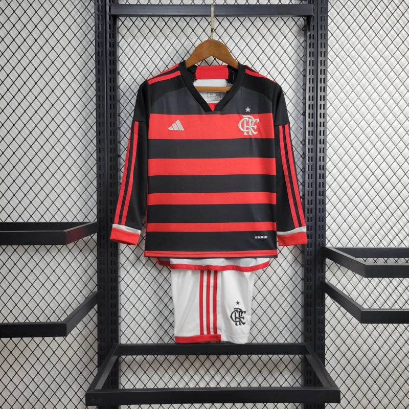 CAMISETA FLAHombreGO MANGA LARGA I 24/25 CONJUNTO INFANTIL - Vitrine Futebolística
